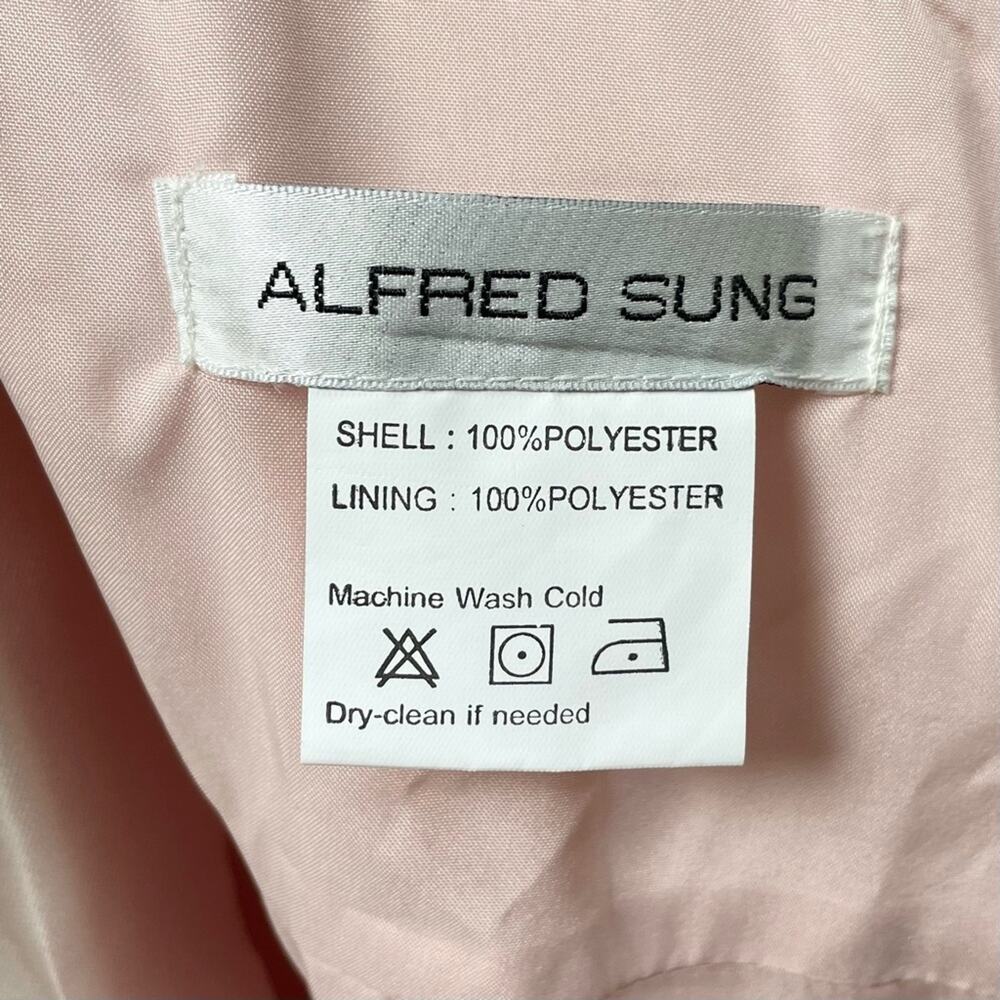 Alfred Sung V-Neck Halter Satin Trumpet Gown in Blush Pink Women's Size 16 $244 - Picture 6 of 8
